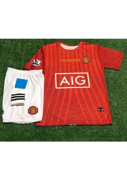 Manchester United Moskova 2008 Sezonu Cristiano Ronaldo Çocuk Forması 3'lü Set (Red)