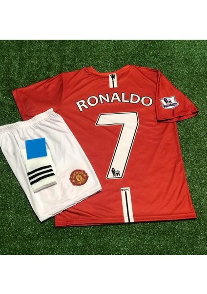 Manchester United Moskova 2008 Sezonu Cristiano Ronaldo Çocuk Forması 3'lü Set (Red)