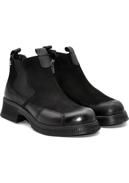 Kadın Hakiki Deri Kısa Topuk Fermuarlı Bilek Boy Bot 2452703K - Siyah - 36 modelleri