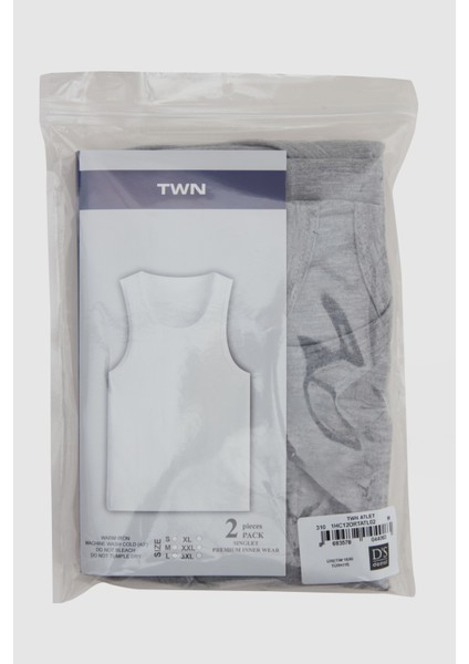 Ds Damat Gri Melanj Standart Fit Nefes Alabilen Teri Emen Pamuklu 2'li Atlet 1HC12ORTATL02 fiyatları