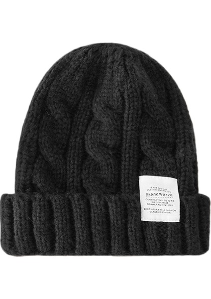 Superma Düz Renk Büküm Yün Şapka Kadın Sonbahar ve Kış Öğrenciler Sıcak Kulak Koruma Örgü Şapka Çift Vahşi Soğuk Şapka (Yurt Dışından)