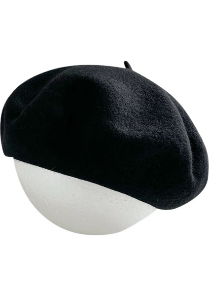 Superma Dopamin Katı Renk Yün Bere Kadın Moda Ressam Şapka Sonbahar Kış Edebi Vintage Yün Şapka (Yurt Dışından)