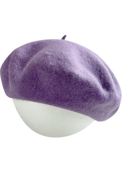 Superma Dopamin Katı Renk Yün Bere Kadın Moda Ressam Şapka Sonbahar Kış Edebi Vintage Yün Şapka (Yurt Dışından)