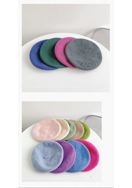 Superma Dopamin Katı Renk Yün Bere Kadın Moda Ressam Şapka Sonbahar Kış Edebi Vintage Yün Şapka (Yurt Dışından) modelleri