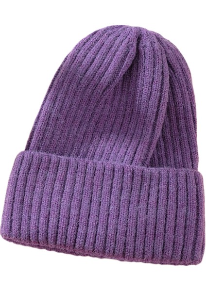 Superma Bere Kadın Sonbahar ve Kış Çok Yönlü Şeker Renk Örgü Şapka Kalınlaşmış Sıcak Kavun Cilt Şapka Açık Yetişkin Şapka (Yurt Dışından)