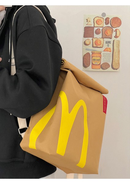 Superman Yeni Çanta Net Kırmızı Mcdonald's Büyük Kapasiteli Omuz Çantası Rahat Sırt Çantası Hamburger Kağıt Çanta Çanta Çanta Öğrenci Sınıf Çantası (Büyük Iki Omuzlu Model) (Yurt Dışından)