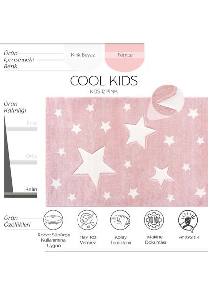 Cool Kids 12 Pembe Çocuk Odası Halısı Hav Toz Vermez Yumuşak Dokulu Bebek Odası Halısı fiyatları