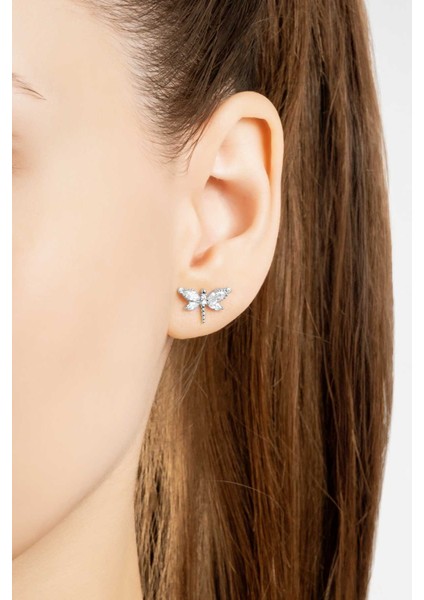 Rüzgarın Arkadaşı 18 Ayar Beyaz Altın Kaplama Gümüş Yusufçuk Küpe modelleri