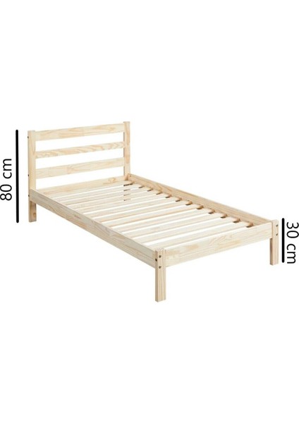 Masif Ahşap Karyola 90 x 190 cm Doğal Ahşap Natural fırsatları