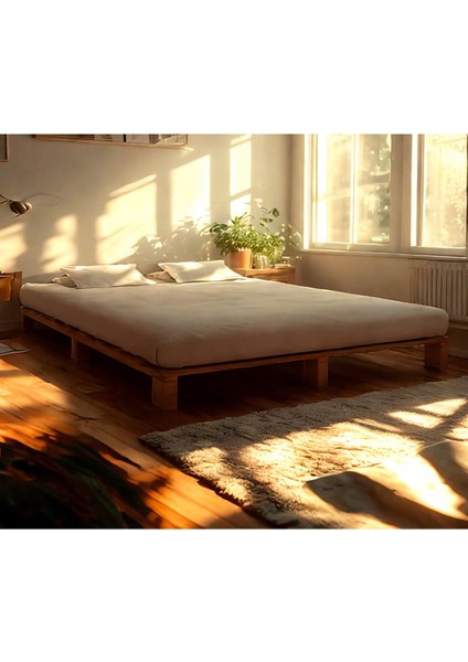 Ahşap Platform Karyola Ceviz Renk 120 x 200 cm