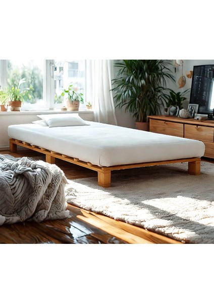 Ahşap Platform Karyola Ceviz Renk 90 x 190 cm