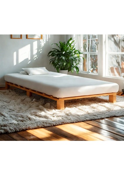 Ahşap Platform Karyola Ceviz Renk 90 x 190 cm modelleri