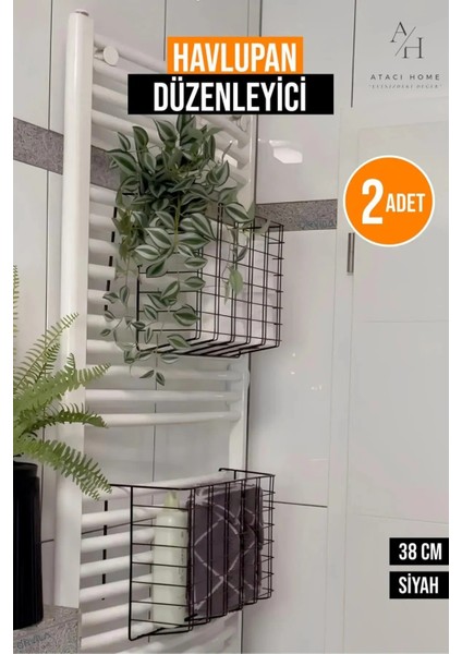 1.kalite Siyah Asılabilir Havlupan Düzenleyici Banyo Havlu - Tuvalet Kağıdı Sepeti- Fenomen Ürünü