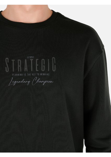 Normal Kesim Baskılı Yeşil Erkek Sweatshirt CL1070641