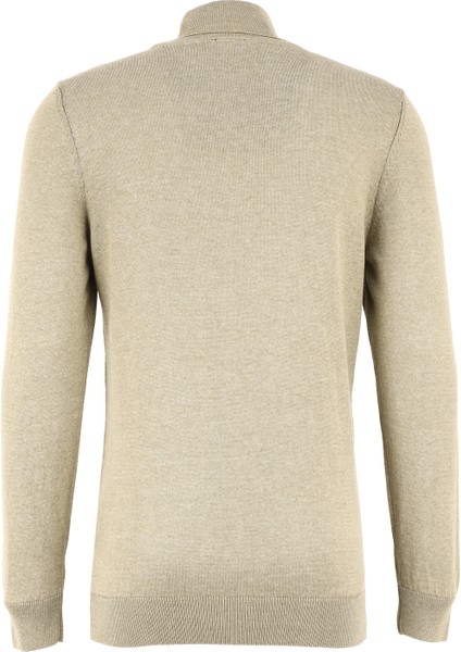 Tam Balıkçı Yaka Basic Düz Haki Melanj Erkek Kazak F4WM-KZK 2845 fiyatları