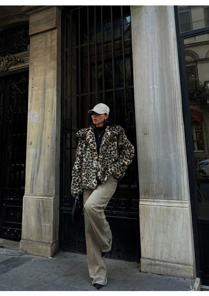 Lena Leopar Desenli Kürk Kaban 3458 fiyatları