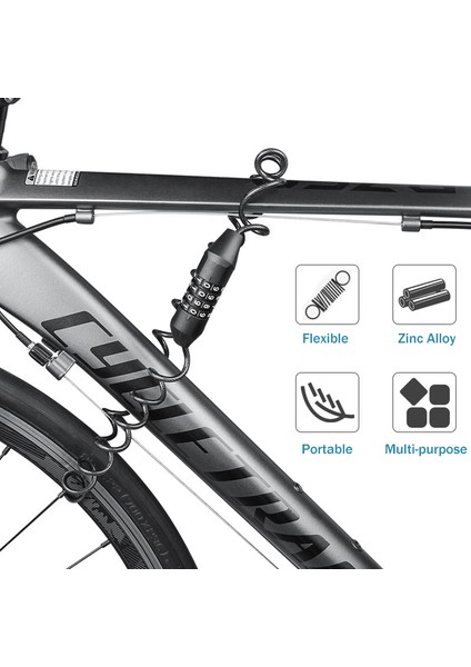 3.95MMX1600MM Stili Mini Taşınabilir Bisiklet Kilidi 4 Haneli Şifreli Bisiklet Kask Kod Kombinasyon Güvenlik Kablosu Kilidi Hırsızlığa Karşı Bisiklet Kilidi (Yurt Dışından) modelleri