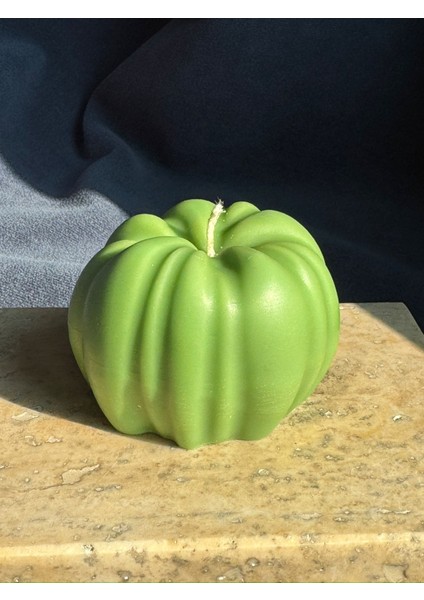 Renkli Balkabağı Mum Yeşil Turuncu Krem Dekoratif Kokulu Kabak Mum Sonbahar Dekorasyonu