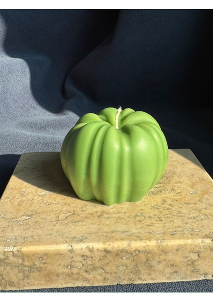 Renkli Balkabağı Mum Yeşil Turuncu Krem Dekoratif Kokulu Kabak Mum Sonbahar Dekorasyonu modelleri