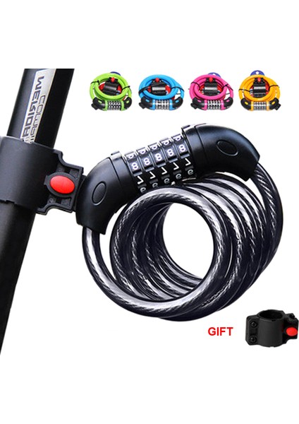 P15MMS-MAVI Tarzı 2021 Yeni Bisiklet Kilidi Elektrikli Bisiklet Beş Haneli Kod Kilidi Dağ Bisikleti Tel Halka Hırsızlık Önleyici Sürüş Ekipmanı (Yurt Dışından) modelleri