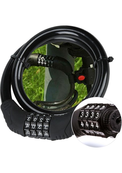 Siyah Stil Bisiklet Şifreli Kilit Hırsızlık Koruma Kombinasyon Kodlu Bisiklet Kilit Çelik Kablo Zincir Güvenlik Emniyet Kilidi Bisiklet Aksesuarları (Yurt Dışından)