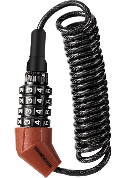 T530-RD Stili Rockbro 1.5m Bisiklet Kilidi Scooter Disk Kask Çantası 4 Haneli Kombinasyon Çelik Kablolu Şifreli Bisiklet Kilidi Motosiklet Bisiklet Aksesuarları (Yurt Dışından)