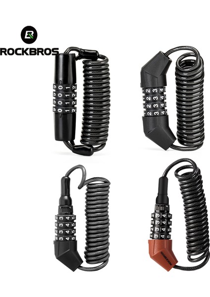 T530-RD Stili Rockbro 1.5m Bisiklet Kilidi Scooter Disk Kask Çantası 4 Haneli Kombinasyon Çelik Kablolu Şifreli Bisiklet Kilidi Motosiklet Bisiklet Aksesuarları (Yurt Dışından) modelleri