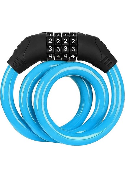 Mavi Esnek Stil 1 Adet Taşınabilir Bisiklet Şifreli Kilit Dağ Yol Bisikleti Teker Kilidi Esnek Hırsızlık Önleyici Çelik Tel Zincir Şifre Sabit Kod Kilit (Yurt Dışından)