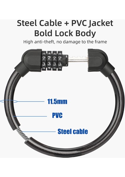 No.2 Tarzı Hırsızlık Korumalı Numara Kilitli Bisiklet Zinciri Kilidi Yüksek Taşınabilirlik Bisiklet Kilit Çelik Tel Bisiklet Aksesuarları Bisiklet Parçaları (Yurt Dışından) modelleri
