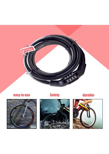 Dağ Bisikleti Elektrikli Araç Zincir Tel Dört Haneli Kod Kilidi - (Yurt Dışından) fırsatları