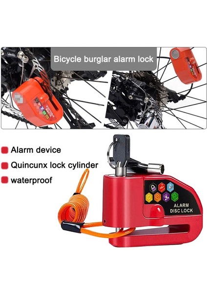 01 Kırmızı Stil Motosiklet Scooter Disk Kilidi Çelik Motor Bisikleti Hırsızlık Kilidi Su Geçirmez Bisiklet Güvenlik Alarmı Kilidi Bisiklet Aksesuarları (Yurt Dışından) indirimleri
