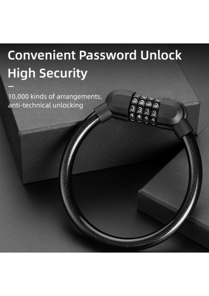 Siyah Stil 4 Haneli Şifreli Bisiklet Kilit Dağ Bisikleti Taşınabilir Güvenlik Hırsızlık Önleyici Kablo Kilidi Çelik Tel Kilit Bisiklet Güvenlik Parçaları (Yurt Dışından) fırsatları