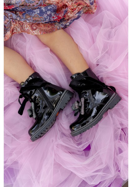 Jessica-Fiyonklu Siyah Rugan Kız Çocuk Botu indirimleri