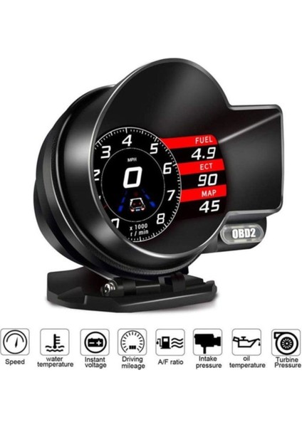 F8 Hud Obd 48 Fonksiyonlu Araç Veri Ekranı Head Up Display
