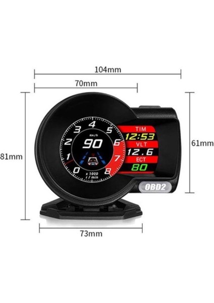 F8 Hud Obd 48 Fonksiyonlu Araç Veri Ekranı Head Up Display