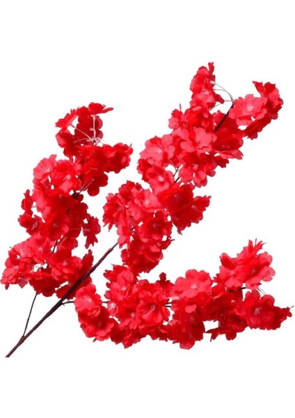 Yapay Japon Kiraz Çiçeği Dalı Kırmızı 90 cm Uzun Süreli Dekoratif Vazo Çiçeği modelleri