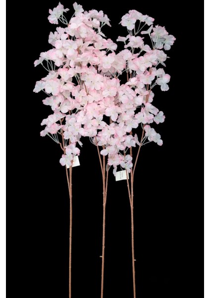 3 Demet Dekoratif Çift Kat 120 Yapraklı Yapay Çiçek Bahar Dalı Japon Kiraz Çiçeği 90 cm