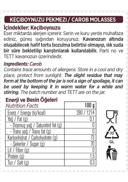 Keçiboynuz Pekmezi %100 Doğal, Katkısız, Şeker Ilavesiz, Vegan 380G X2 fiyatları