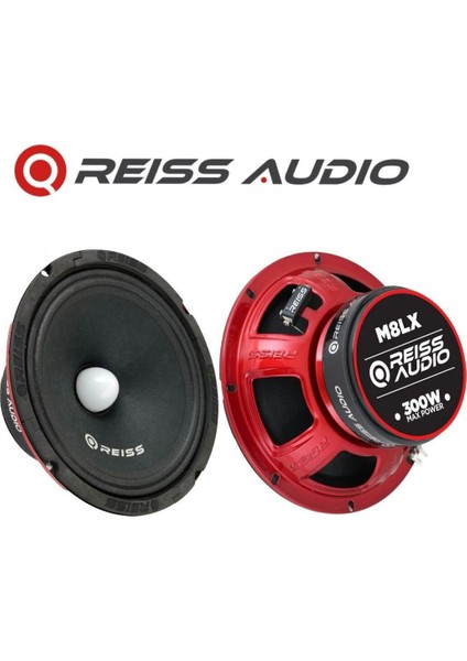 RS-M8LX 20 cm Oto Kurşun Göbek Midrange Hoparlör Rgb Ledli Çifti 600WAT-300W Rms Metal Kapaklı