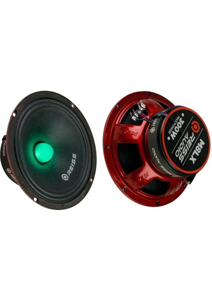 RS-M8LX 20 cm Oto Kurşun Göbek Midrange Hoparlör Rgb Ledli Çifti 600WAT-300W Rms Metal Kapaklı modelleri