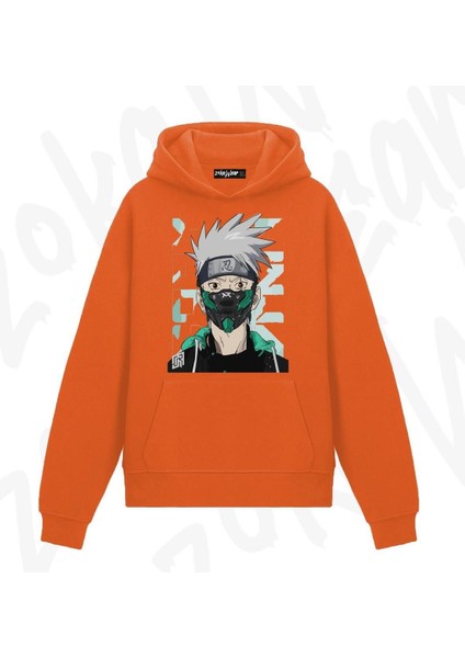 Hatake Kakashi Naruto Karakterleri Anime Baskılı Turuncu Sweatshirt