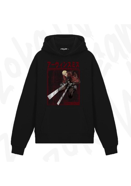 Attack On Titan Erwin Smith Anime Anime Baskılı Siyah Sweatshirt