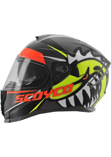 FF-869 Shark Full Face Kask Güneş Vizörlü Polimer Alaşımlı Materyal ile Güvenli Sürüş