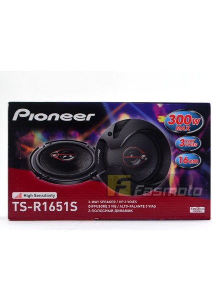 TS-R1651S 16CM 3 Yollu Koaksiyel Araba Hoparlörleri 4 Ohm'da Max 300W Rms 40W 2 Adet High Sensivity