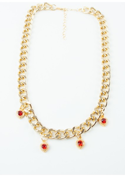 Kalp Charmlı Gold Kolye