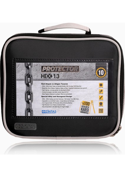 Protector HEX13 Kesilmez Altıgen Motosiklet Zincir Kilit 13 mm x 120 cm