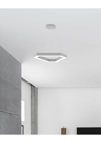 Fetta (Gri Kasa, Beyaz Işık) Ledli Modern Sarkıt Linear LED Avize Salon Mutfak Oturma Odası Yatak Odası Antre Hol LED