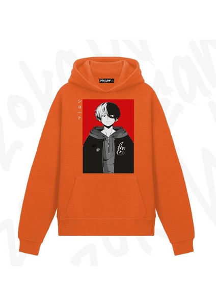 My Hero Shoto Todoroki3 Anime Baskılı Turuncu Sweatshirt