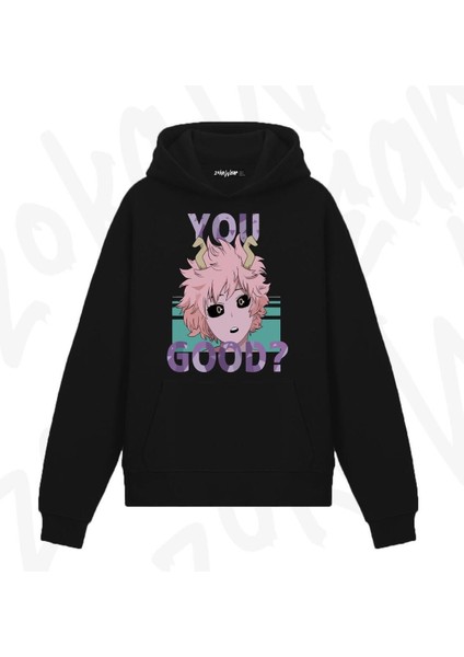 My Hero Mina Ashido Anime Baskılı Siyah Sweatshirt