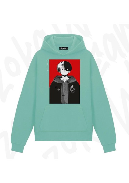 Zoka Wear My Hero Shoto Todoroki3 Anime Baskılı Su Yeşili Sweatshirt